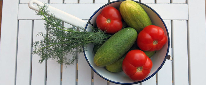 Nordische Caponata: Schmorgurkengemüse mit ausgebackenem Ziegenkäse