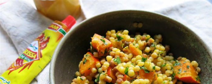 Fregola-Kürbis-Salat mit Salzzitronen